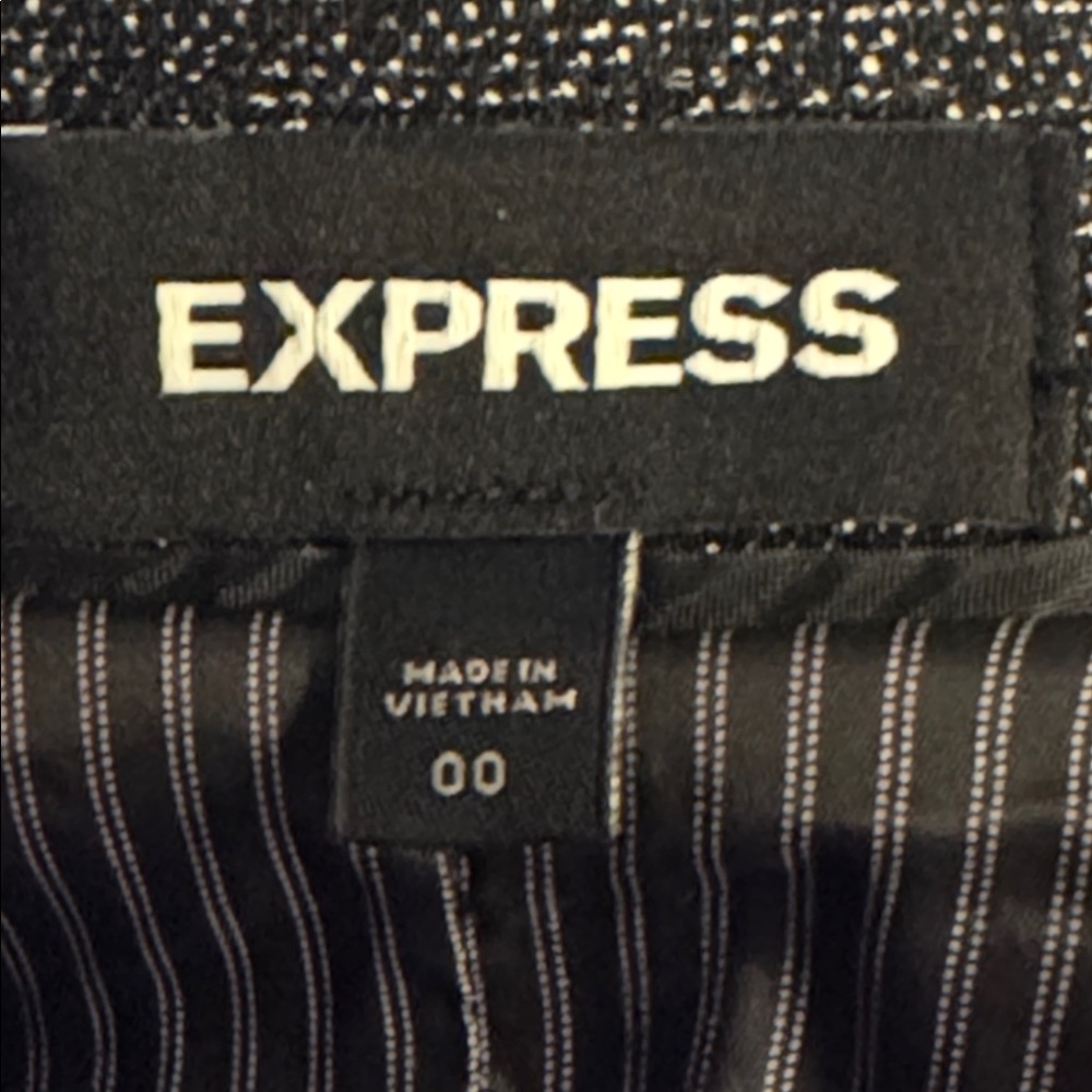 Express Heather black white single button front Women's Blazer‎ Sz 00 - Picture 5 of 7